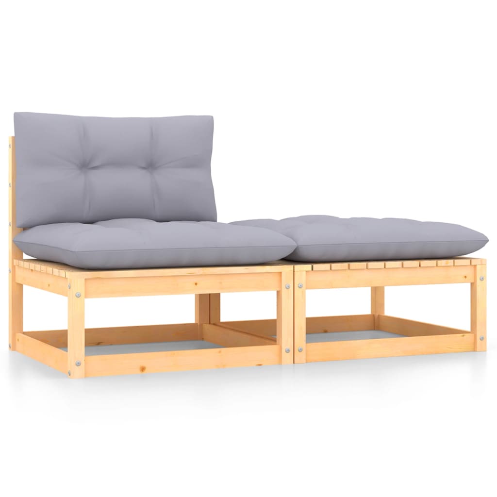 2-tlg. Garten-Lounge-Set mit Kissen Kiefer Massivholz
