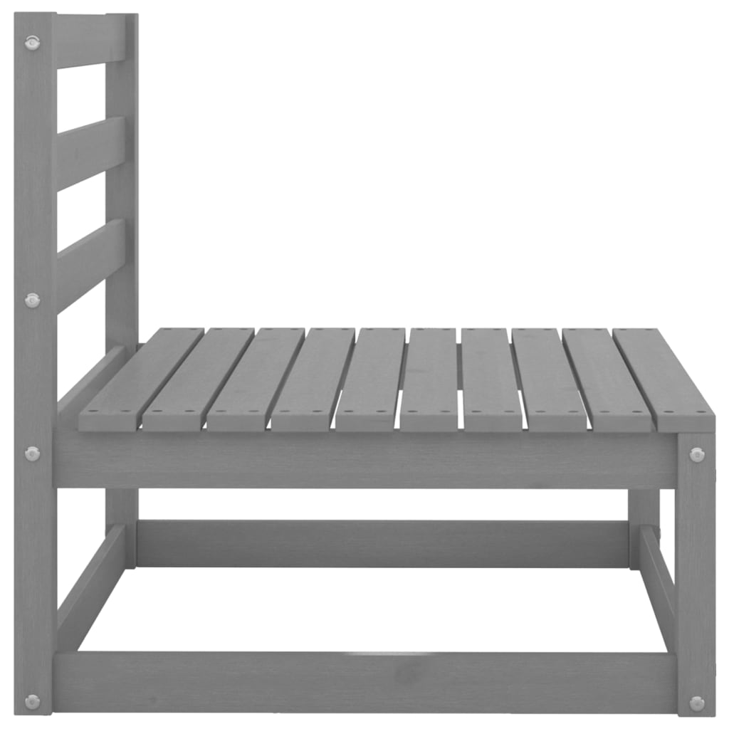 3-tlg. Garten-Lounge-Set mit Kissen Grau Kiefer Massivholz