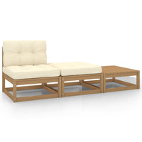 Thumbnail for 3-tlg. Garten-Lounge-Set Kissen Honigbraun Massivholz Kiefer