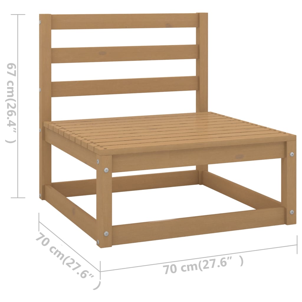 3-tlg. Garten-Lounge-Set Kissen Honigbraun Massivholz Kiefer