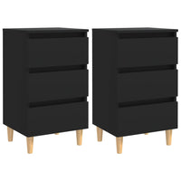 Thumbnail for Nachttische mit Massivholz-Beinen 2 Stk. Schwarz 40x35x69 cm