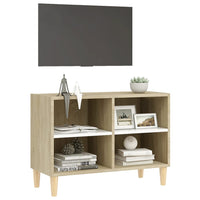 Thumbnail for TV-Schrank mit Massivholz-Beinen Weiß Sonoma-Eiche 69,5x30x50cm