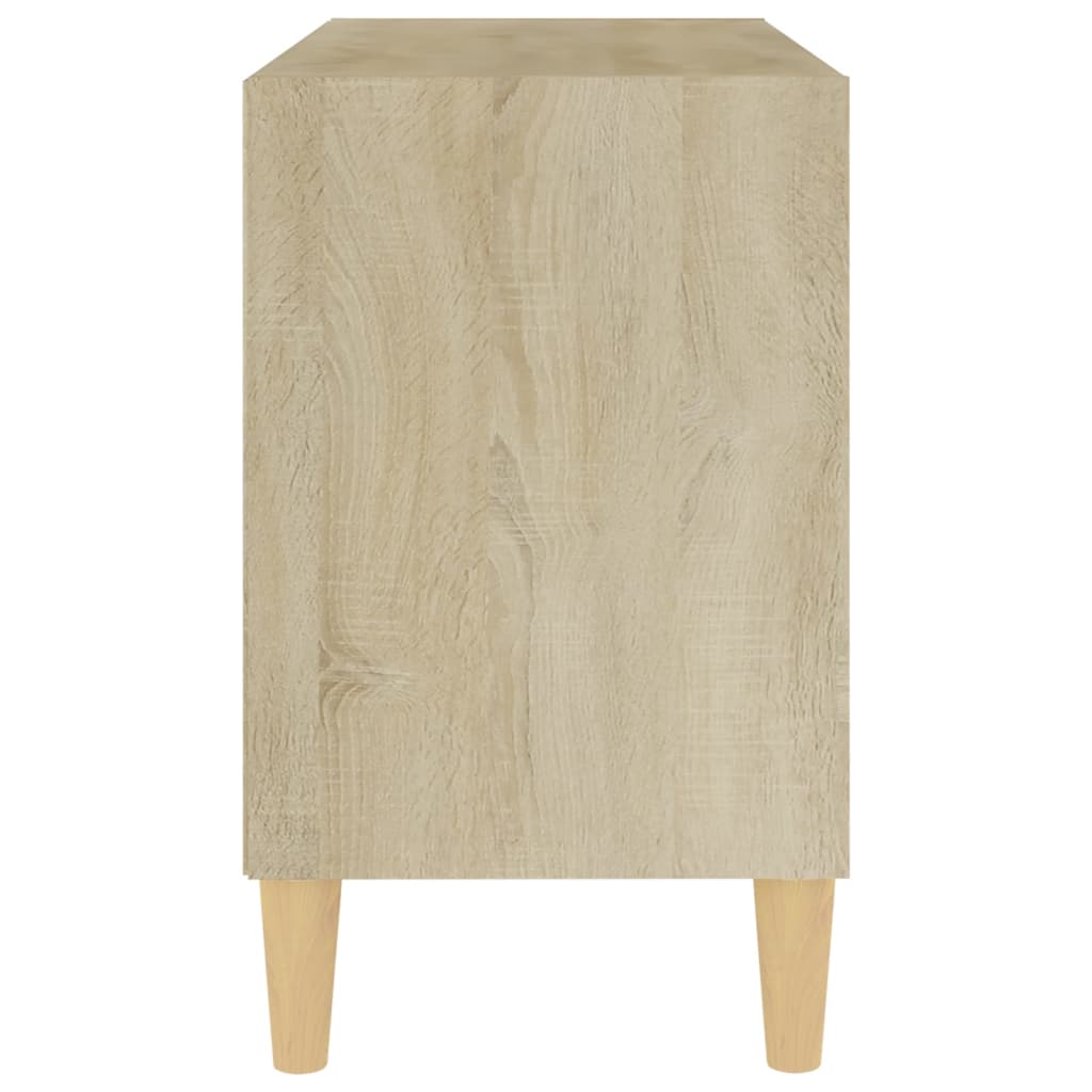 TV-Schrank mit Massivholz-Beinen Weiß Sonoma-Eiche 69,5x30x50cm