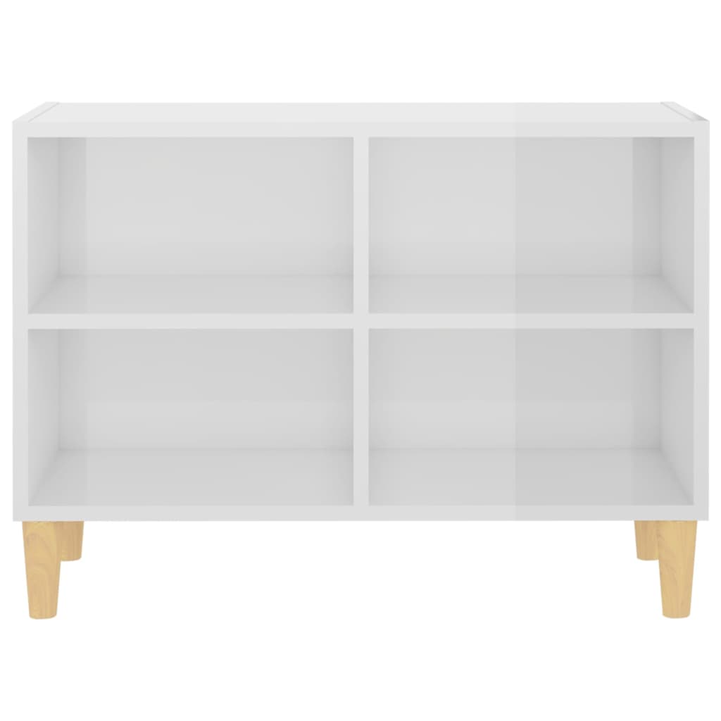 TV-Schrank mit Massivholz-Beinen Hochglanz-Weiß 69,5x30x50 cm