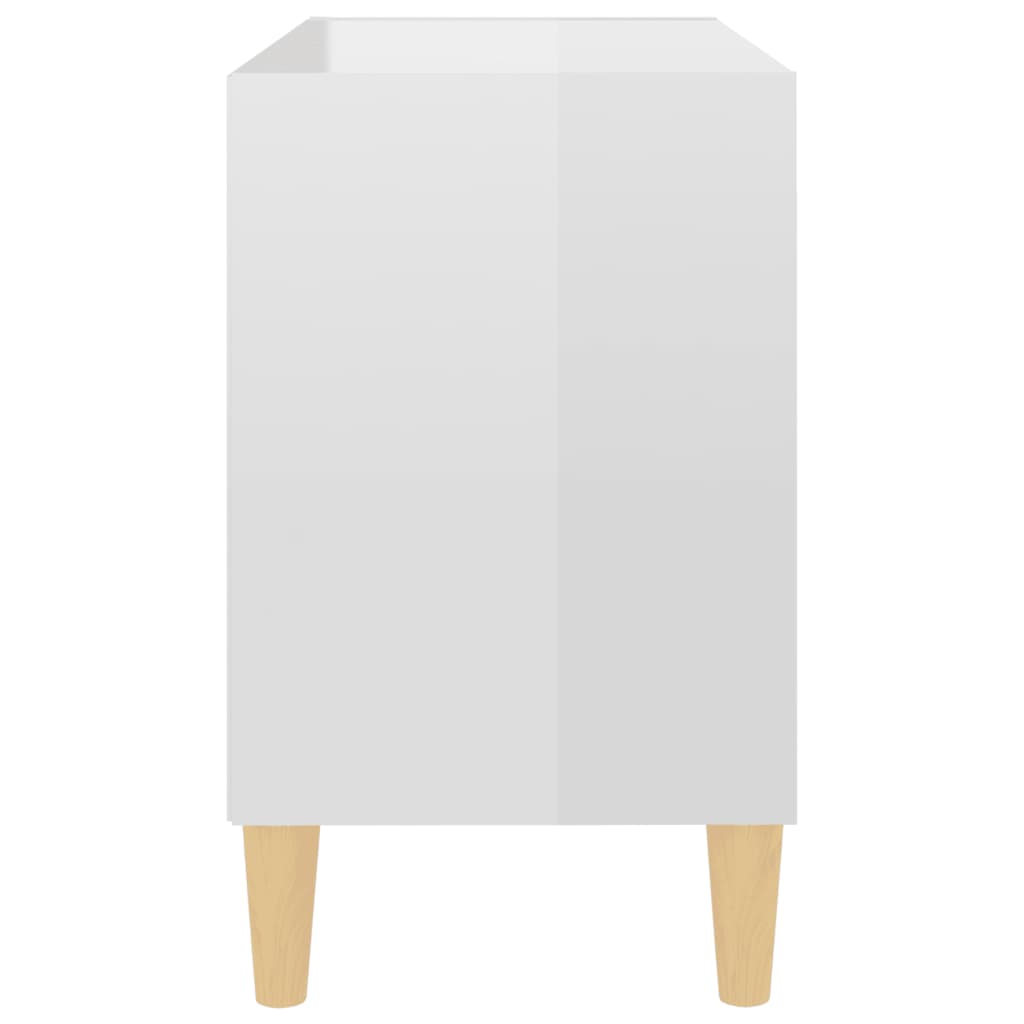 TV-Schrank mit Massivholz-Beinen Hochglanz-Weiß 69,5x30x50 cm