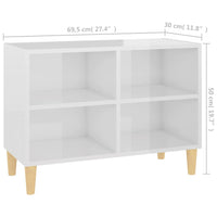 Thumbnail for TV-Schrank mit Massivholz-Beinen Hochglanz-Weiß 69,5x30x50 cm