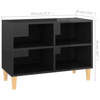 Thumbnail for TV-Schrank mit Massivholz-Beinen Hochglanz-Schwarz 69,5x30x50cm