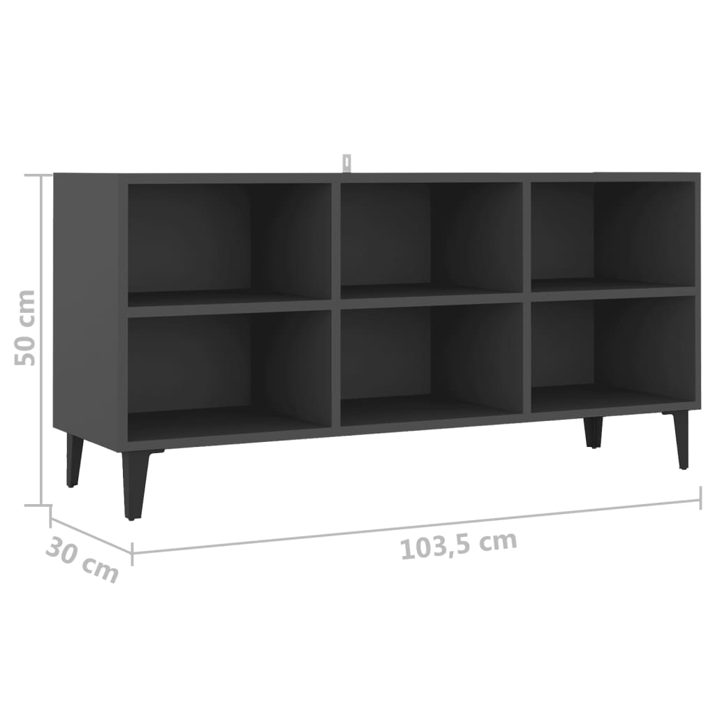 TV-Schrank mit Metallbeinen Grau 103,5x30x50 cm