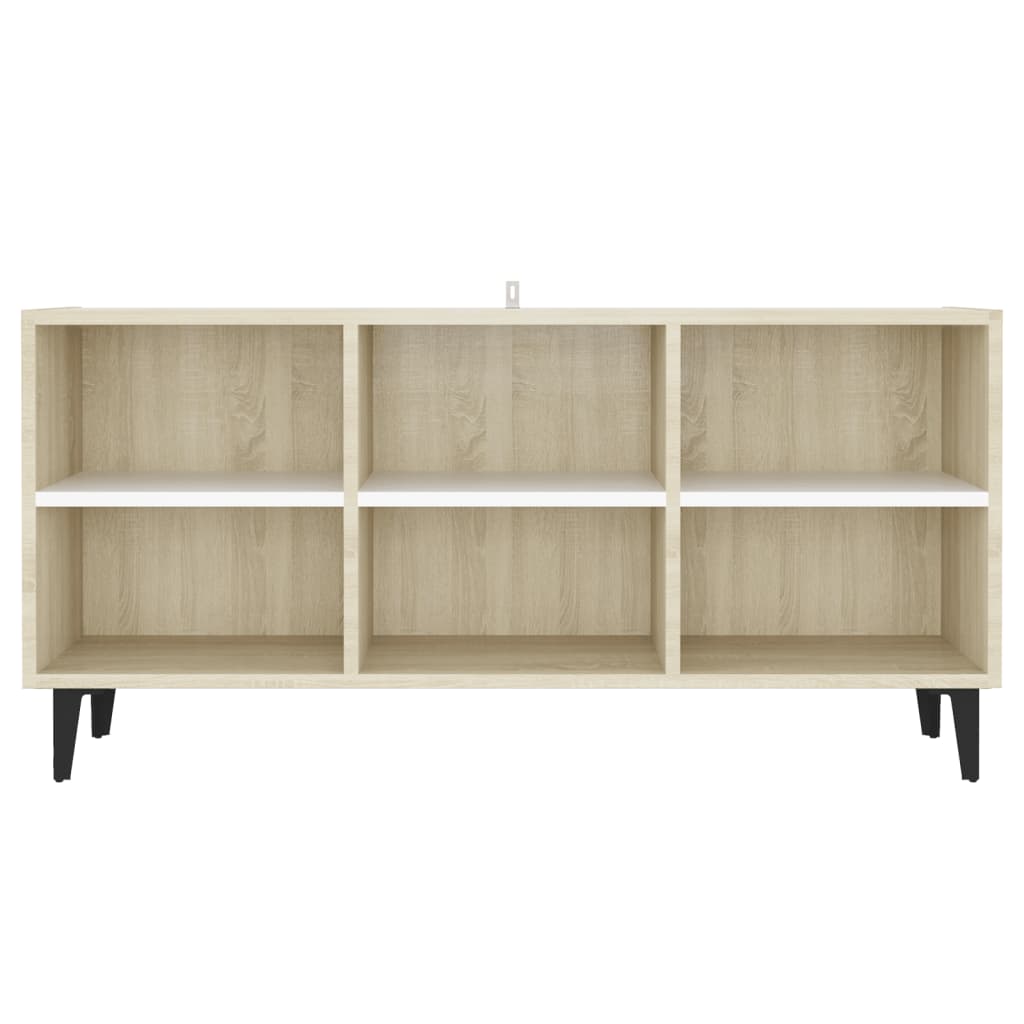 TV-Schrank mit Metallbeinen Weiß Sonoma-Eiche 103,5x30x50 cm