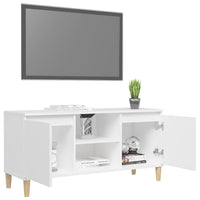Thumbnail for TV-Schrank mit Massivholz-Beinen Weiß 103,5x30x50 cm