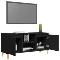 Thumbnail for TV-Schrank mit Massivholz-Beinen Schwarz 103,5x35x50 cm