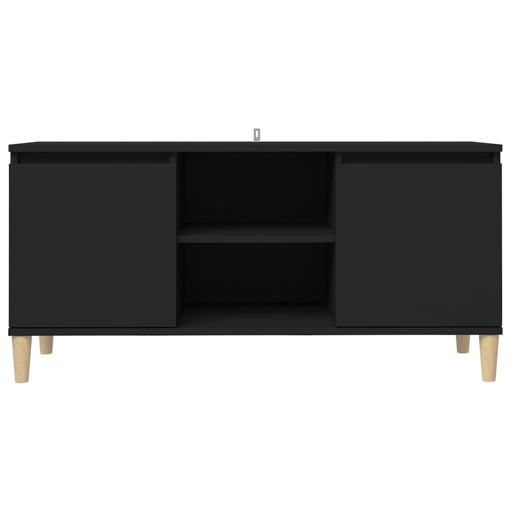 TV-Schrank mit Massivholz-Beinen Schwarz 103,5x35x50 cm