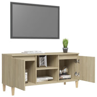 Thumbnail for TV-Schrank mit Massivholz-Beinen Sonoma-Eiche 103,5x35x50 cm