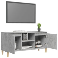 Thumbnail for TV-Schrank mit Massivholz-Beinen Betongrau 103,5x35x50 cm