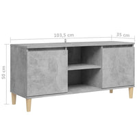 Thumbnail for TV-Schrank mit Massivholz-Beinen Betongrau 103,5x35x50 cm