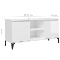 Thumbnail for TV-Schrank mit Metallbeinen Hochglanz-Weiß 103,5x35x50 cm