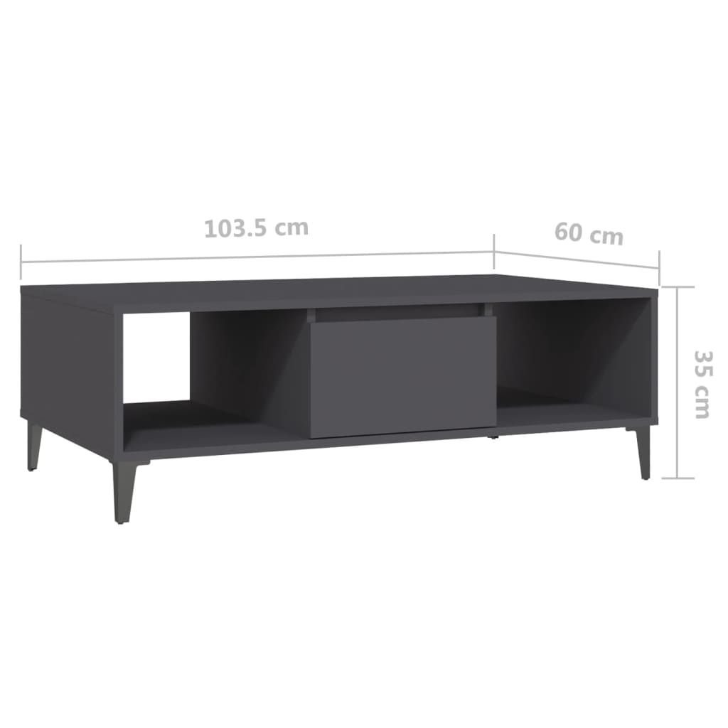 Couchtisch Grau 103,5x60x35 cm Spanplatte