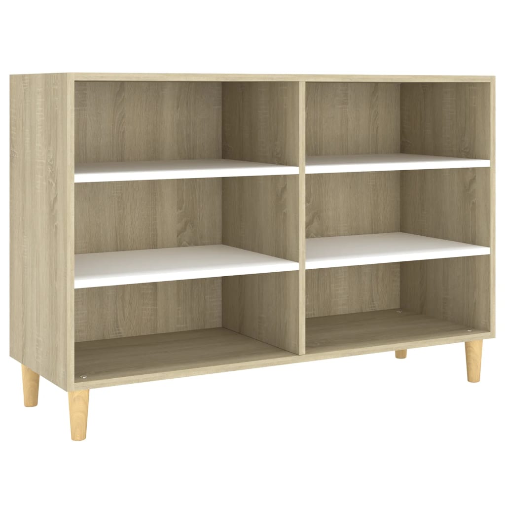 Sideboard Weiß und Sonoma-Eiche 103,5x35x70 cm Spanplatte