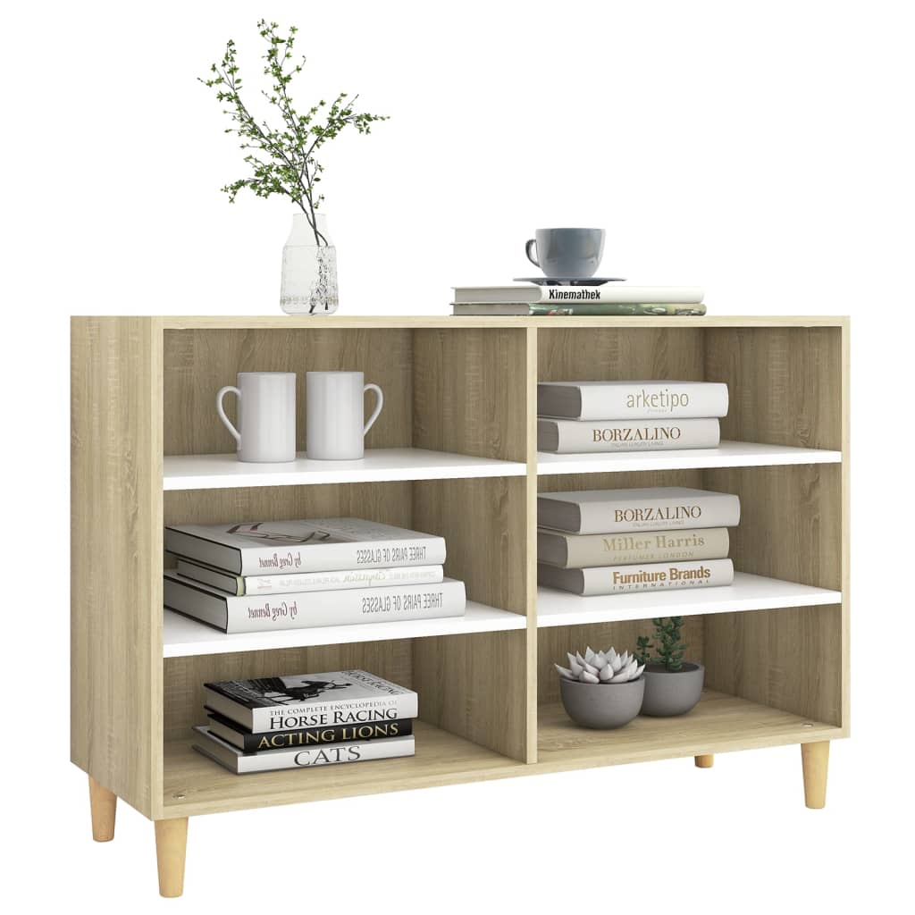 Sideboard Weiß und Sonoma-Eiche 103,5x35x70 cm Spanplatte