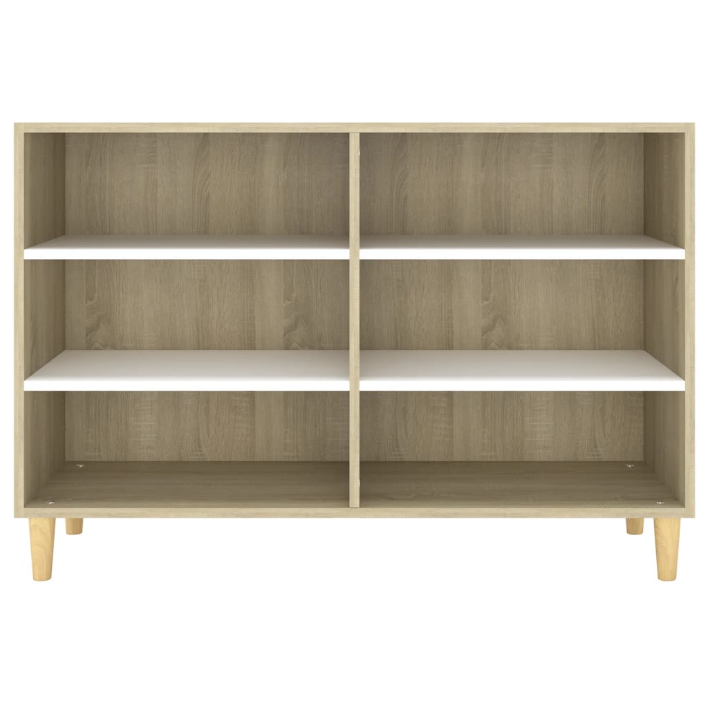 Sideboard Weiß und Sonoma-Eiche 103,5x35x70 cm Spanplatte