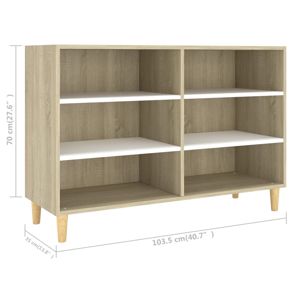 Sideboard Weiß und Sonoma-Eiche 103,5x35x70 cm Spanplatte