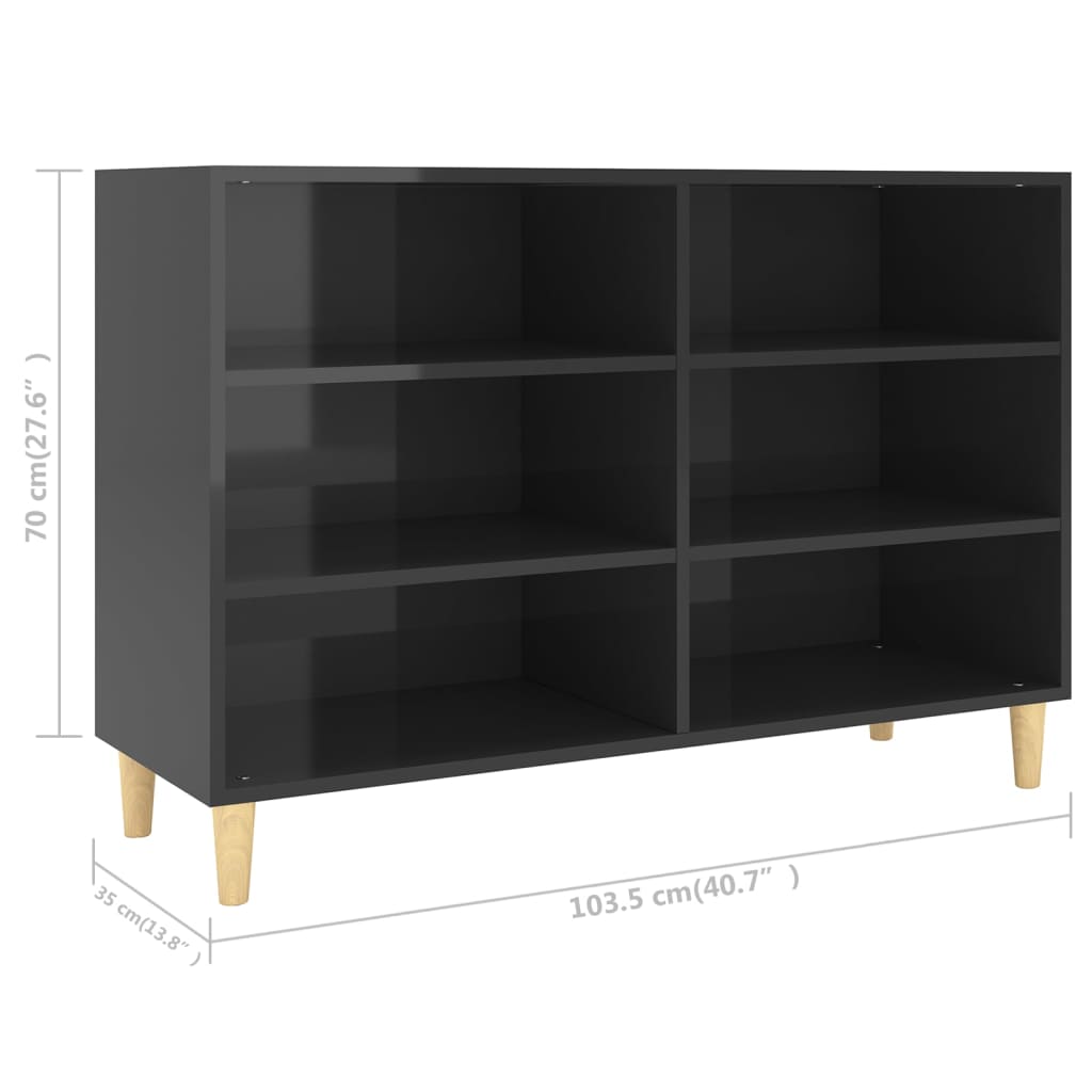 Sideboard Hochglanz-Schwarz 103,5x35x70 cm Spanplatte