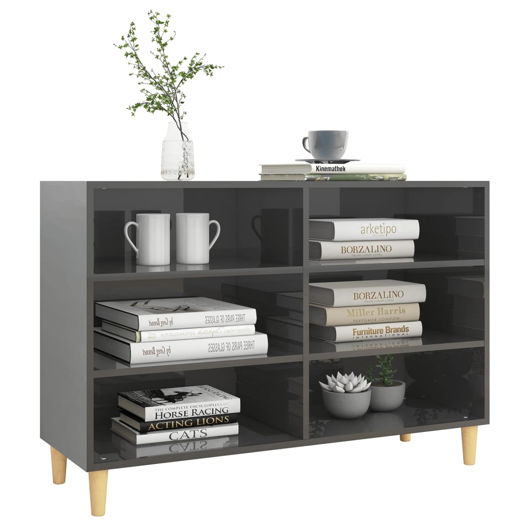 Sideboard Hochglanz-Grau 103,5x35x70 cm Spanplatte