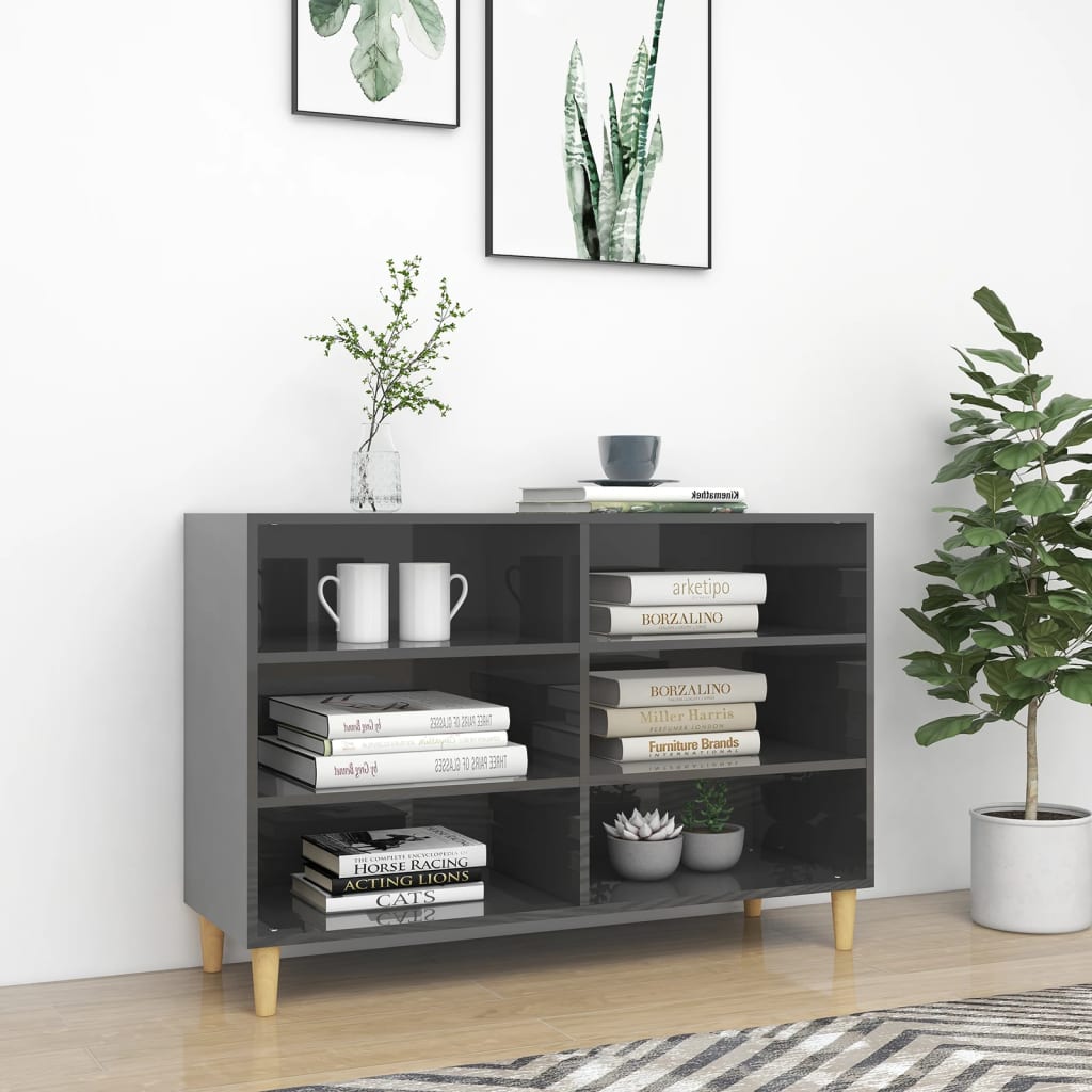 Sideboard Hochglanz-Grau 103,5x35x70 cm Spanplatte