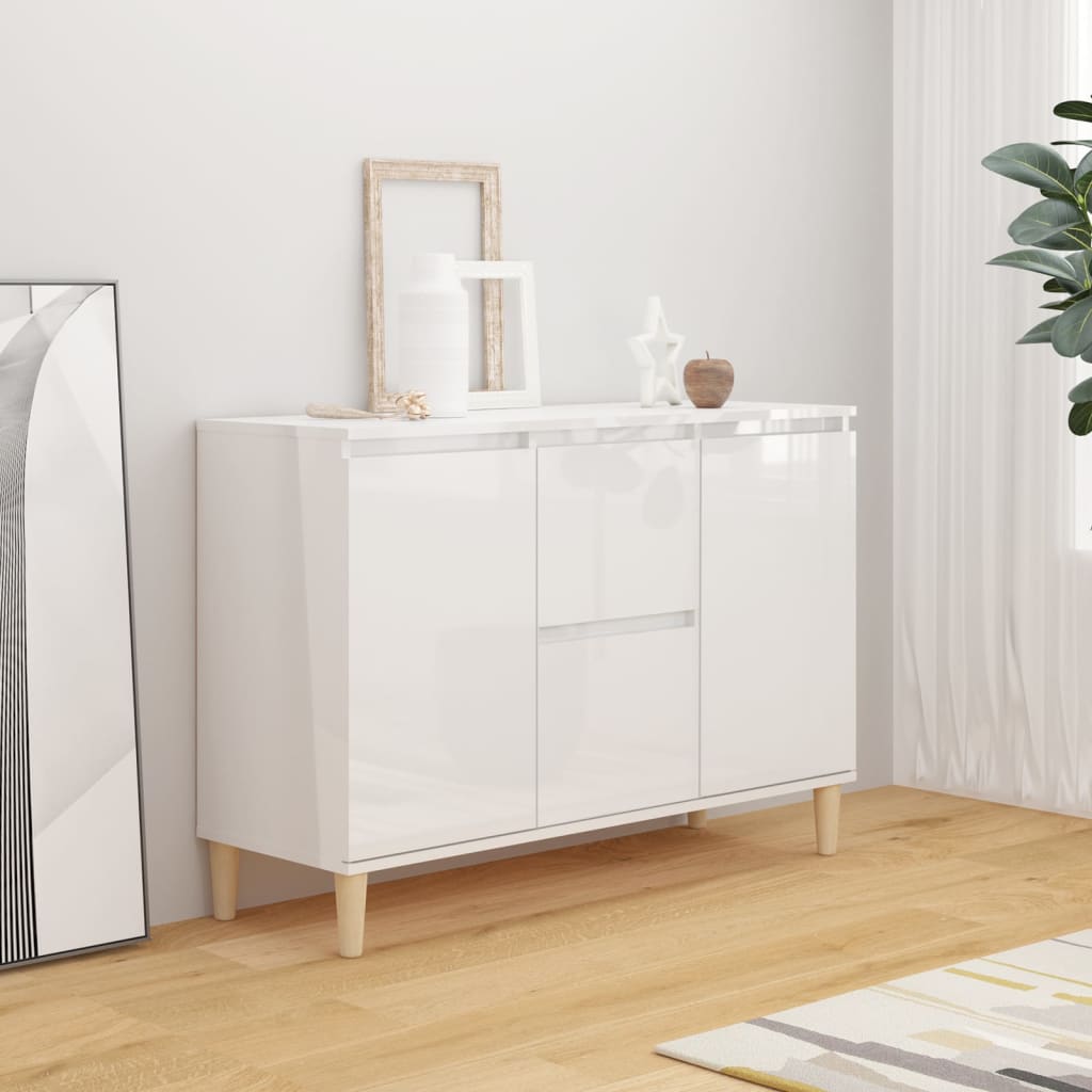 Sideboard Hochglanz-Weiß 103,5x35x70 cm Holzwerkstoff