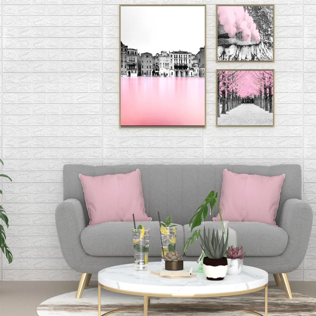 3D Tapete Ziegelstein Selbstklebend 10 Stk. Weiß