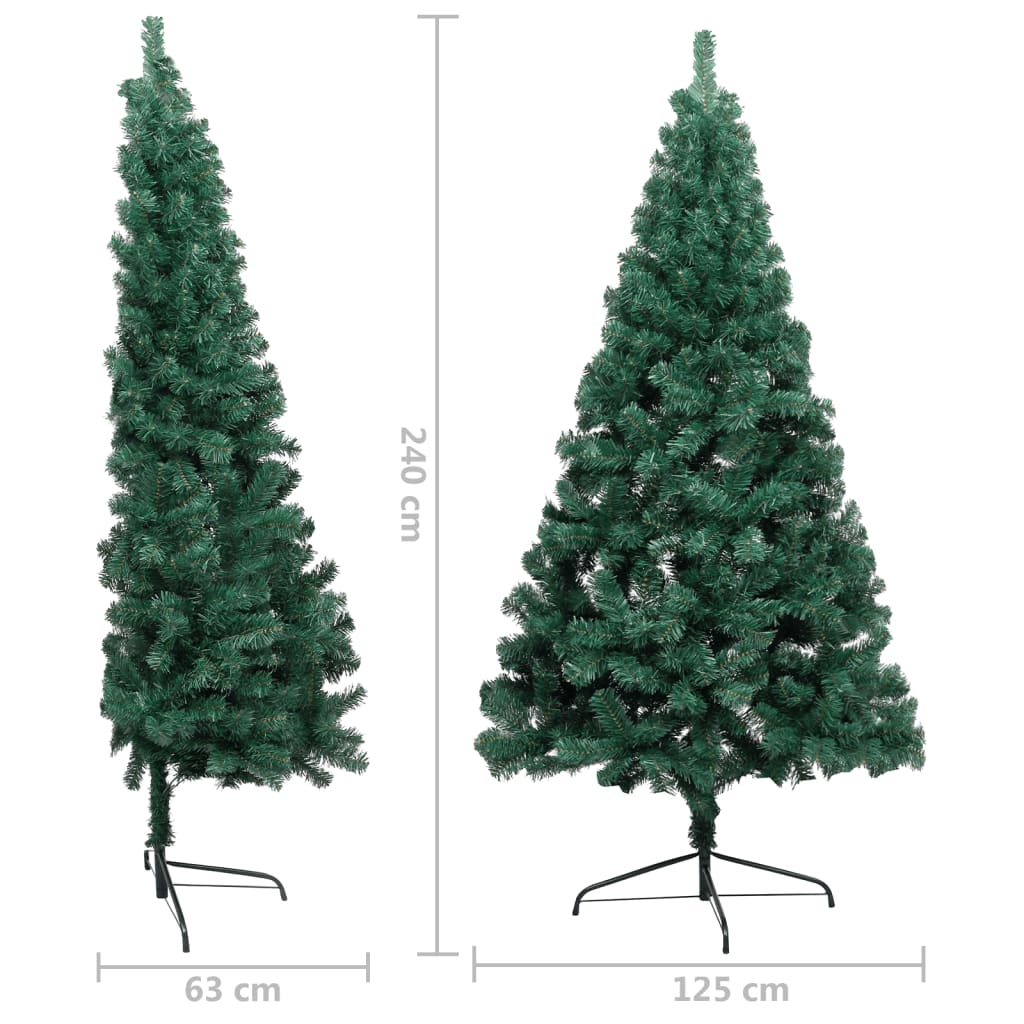 Künstlicher Halber Weihnachtsbaum mit Ständer Grün 240 cm PVC