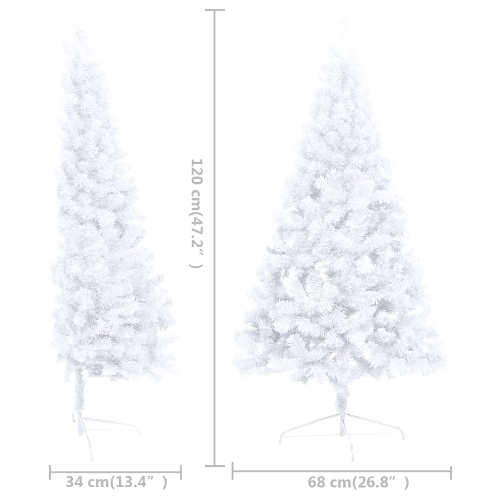 Künstlicher Halber Weihnachtsbaum mit Ständer Weiß 120 cm PVC