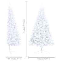 Thumbnail for Künstlicher Halber Weihnachtsbaum mit Ständer Weiß 120 cm PVC