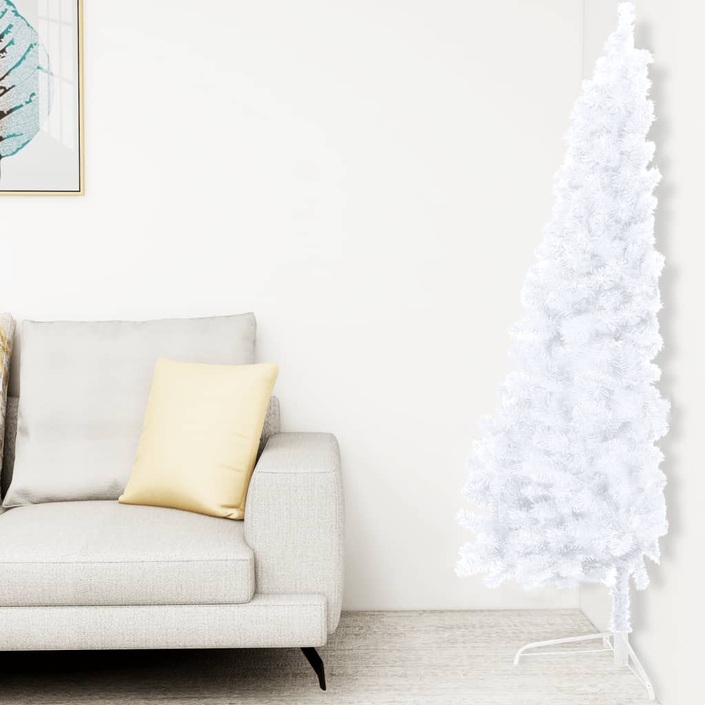 Künstlicher Halber Weihnachtsbaum mit Ständer Weiß 120 cm PVC