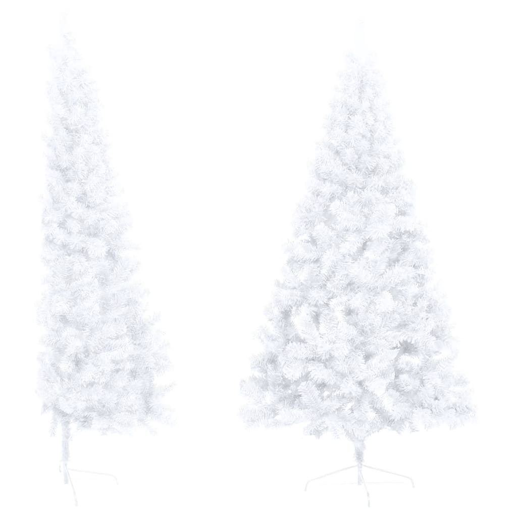 Künstlicher Halber Weihnachtsbaum mit Ständer Weiß 150 cm PVC
