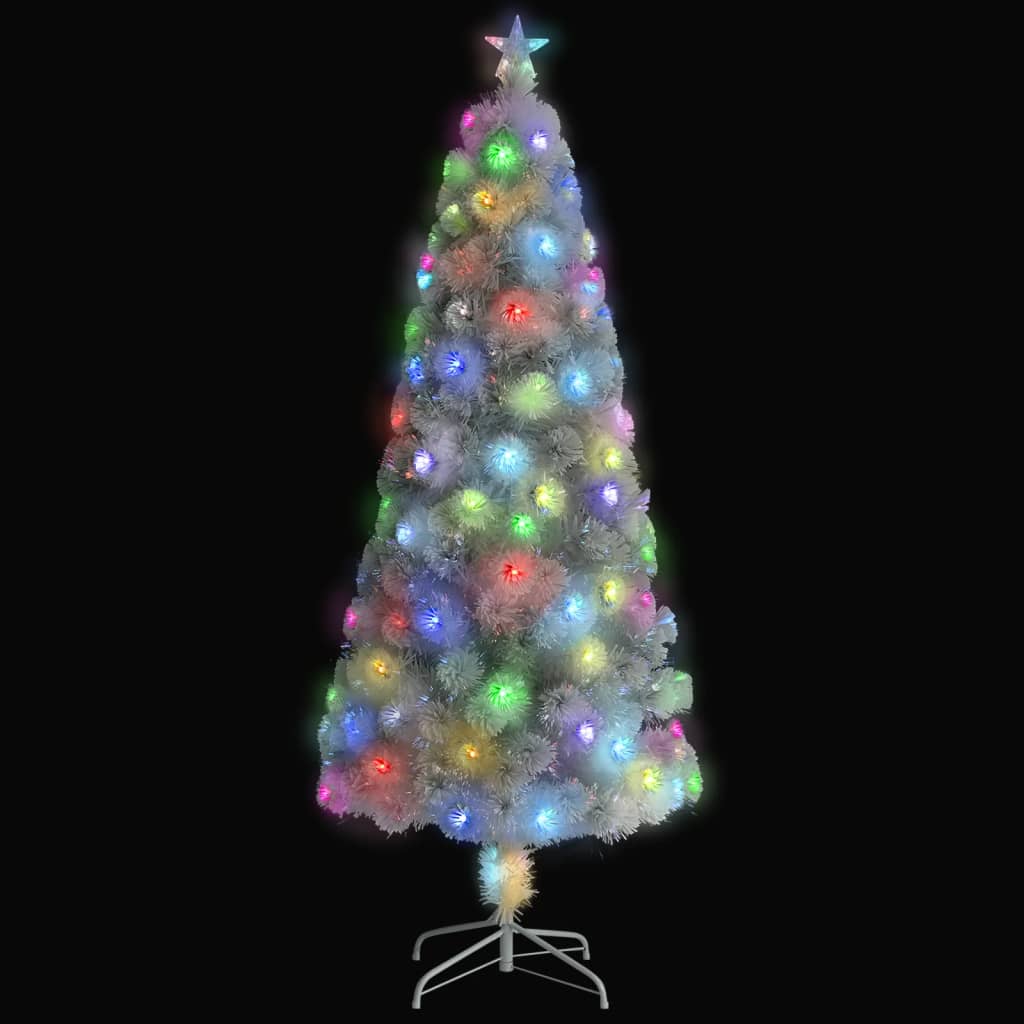 Künstlicher Weihnachtsbaum mit LED Weiß 180 cm Glasfaser