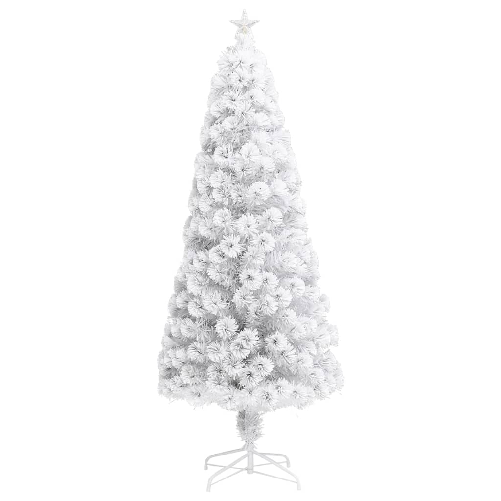 Künstlicher Weihnachtsbaum mit LED Weiß 180 cm Glasfaser