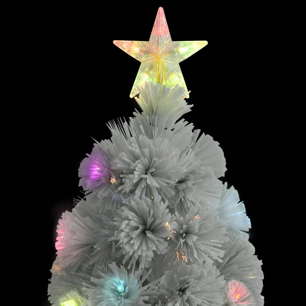 Künstlicher Weihnachtsbaum mit LED Weiß 180 cm Glasfaser