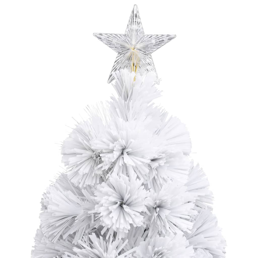 Künstlicher Weihnachtsbaum mit LED Weiß 180 cm Glasfaser