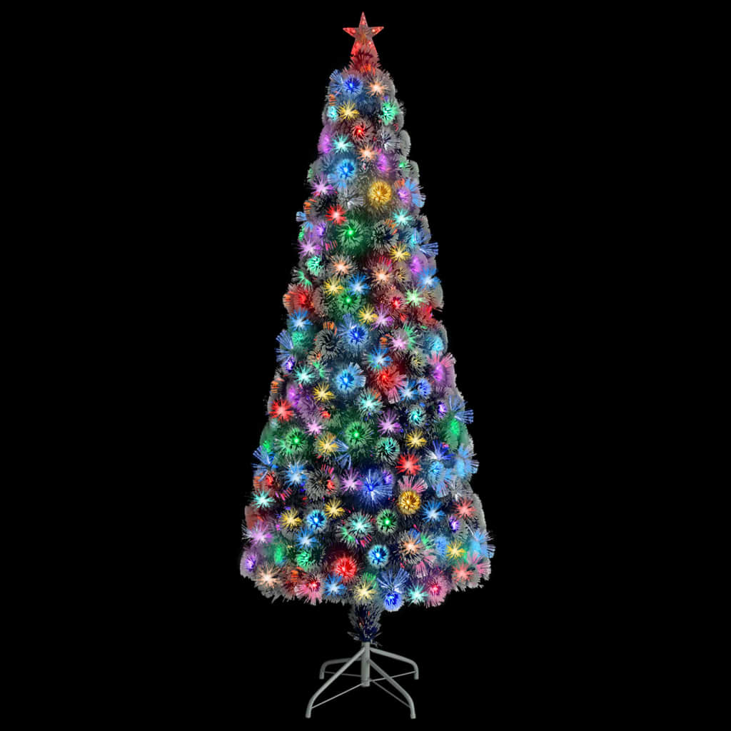 Künstlicher Weihnachtsbaum mit LED Weiß & Blau 210 cm Glasfaser