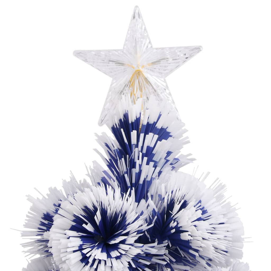 Künstlicher Weihnachtsbaum mit LED Weiß & Blau 210 cm Glasfaser
