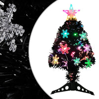 Thumbnail for Weihnachtsbaum mit LED-Schneeflocken Schwarz 64 cm Fiberoptik