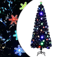 Thumbnail for Weihnachtsbaum mit LED-Schneeflocken Schwarz 240 cm Fiberoptik
