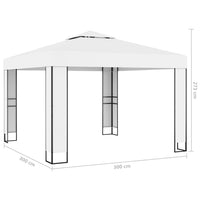 Thumbnail for Pavillon mit Doppeldach & LED-Lichterkette 3x3 m Weiß