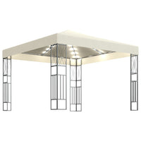 Thumbnail for Pavillon mit LED-Lichterkette 3x3 m Creme Stoff