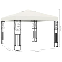 Thumbnail for Pavillon mit LED-Lichterkette 3x3 m Creme Stoff
