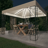 Thumbnail for Pavillon mit LED-Lichterkette 3x3 m Creme Stoff