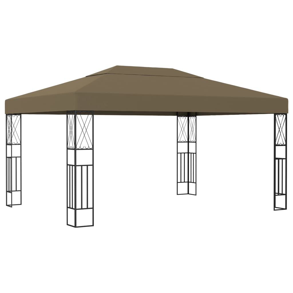 Pavillon mit LED-Lichterkette 3x4 m Taupe Stoff