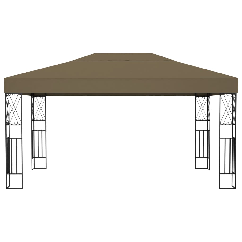 Pavillon mit LED-Lichterkette 3x4 m Taupe Stoff
