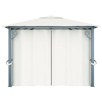 Thumbnail for Pavillon mit Vorhängen & LED-Lichterkette 400x300 cm Creme Alu